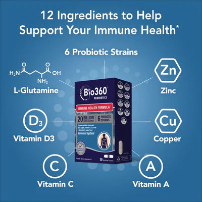 Bio360 Probiotics Immune Health Formula, 30 Vegetarian Capsules ...