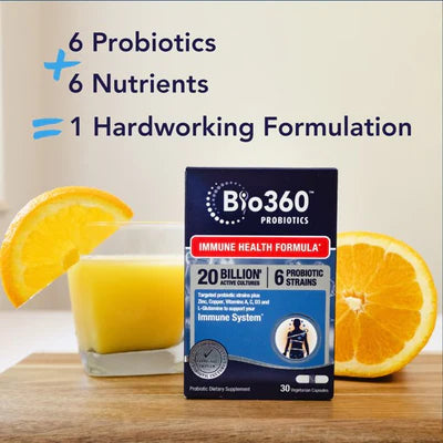 Bio360 Probiotics Immune Health Formula, 30 Vegetarian Capsules ...