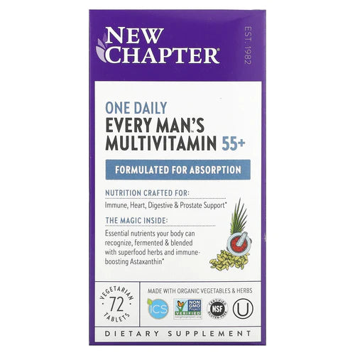 New Chapter Every Man's One Daily Multivitamin 55+, 72 Vegetarian Tablets