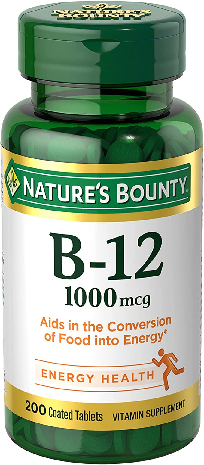 Nature's Bounty Vitamin B12, Supports Energy Metabolism, Tablets,1000mcg, 200 Ct