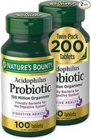 Nature’s Bounty Acidophilus Probiotic- Daily Probiotic Supplements-(2 Pack) x100 Tablets