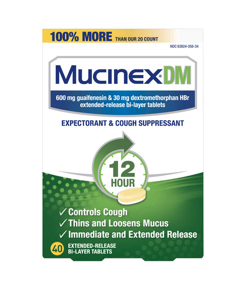 Mucinex DM Expectorant & Cough Suppressant - 40 Tablets - WorldwSellers