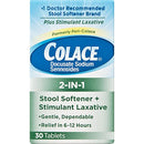 Colace 2 in 1 Stool Softener & Stimulant Laxative 30 Count