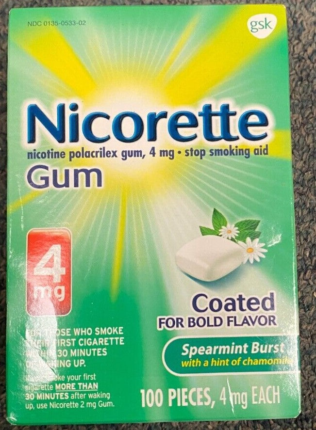 Nicorette Gum- Spearmint Burst - 4MG -100 pieces