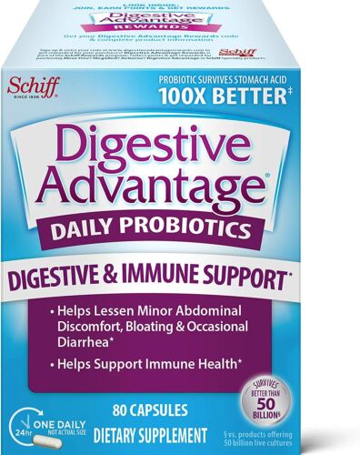 Daily Probiotic Capsule - Digestive Advantage 80 Capsules, Survives 100x...