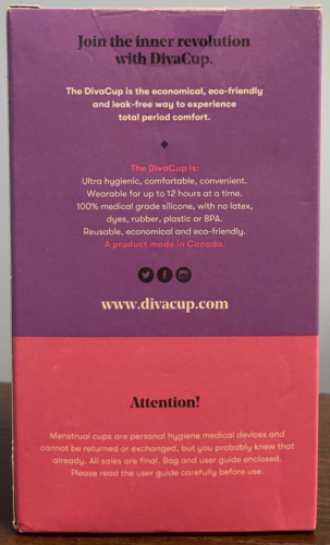 DivaCup BPA-Free Reusable Menstrual Cup Model 1